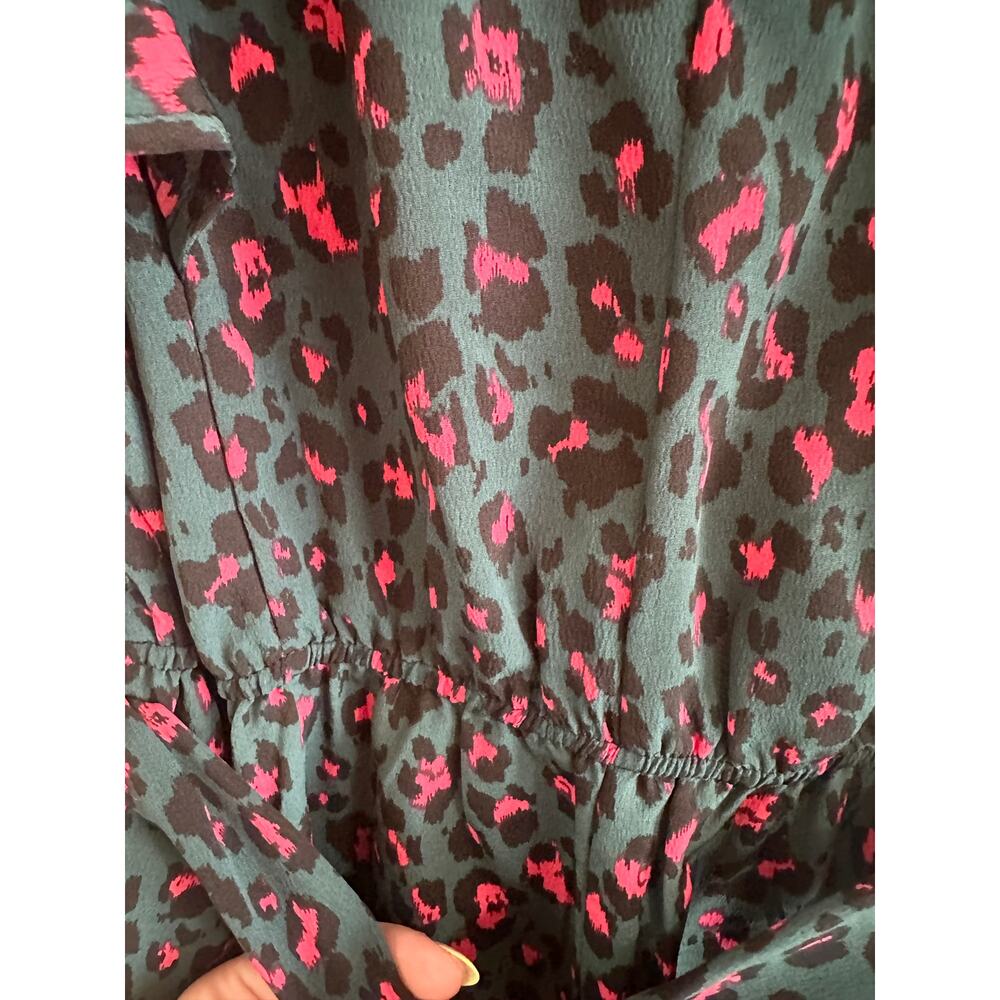 Dark Teal and Hot Pink Cheetah Print Jumpsuit size large - Picture 11 of 12